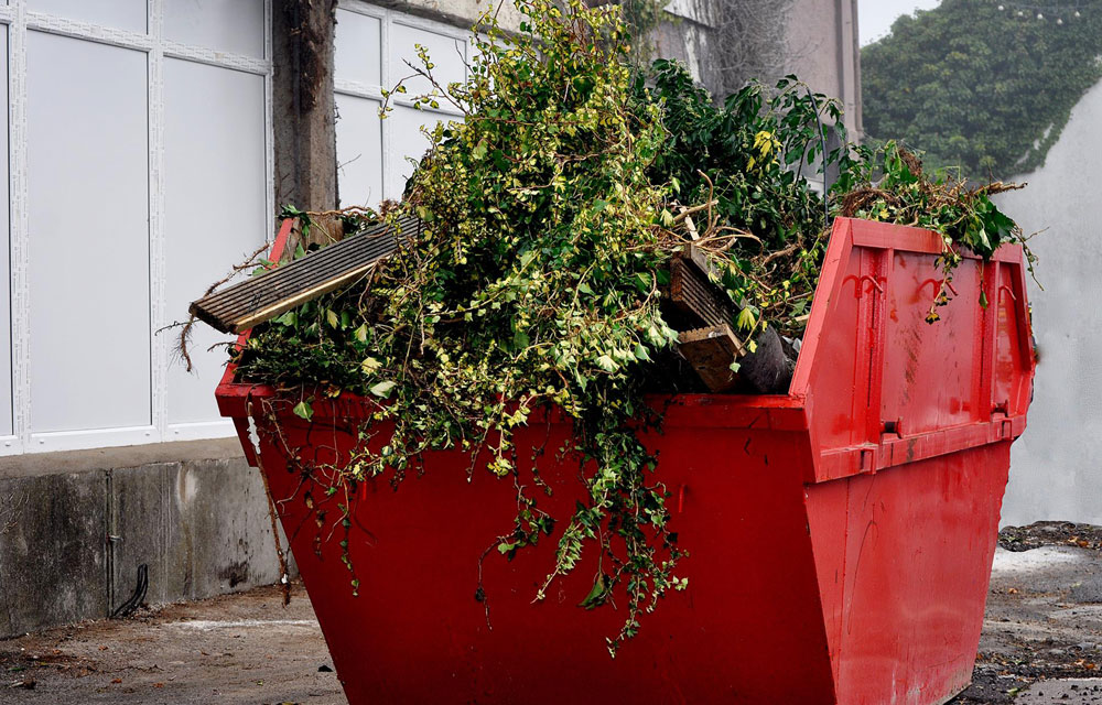 One of our skips filled with garden waste