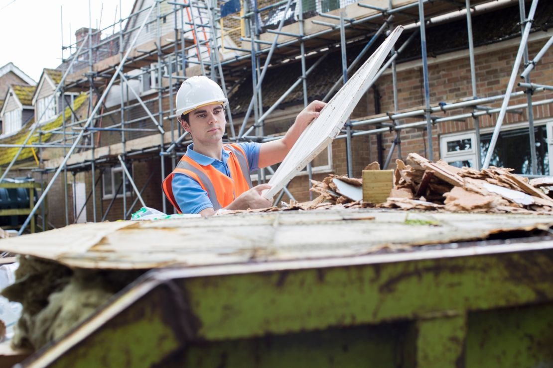 One of our skips being used on a building site